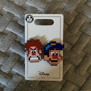 Disney Parks Pin Wreck It Ralph & Felix Pixel Faces 2 Trading Pins Set Collector